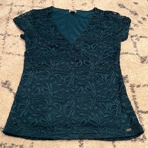 Teal Lace Guess Jeans top